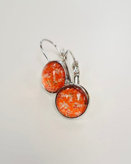 Windy Daisies Cabochon Drop Earrings