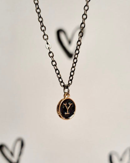 Black Initial + Gold Necklace