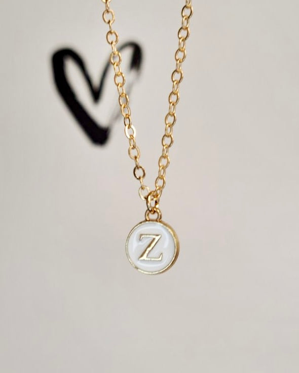 White Initial + Gold Necklace